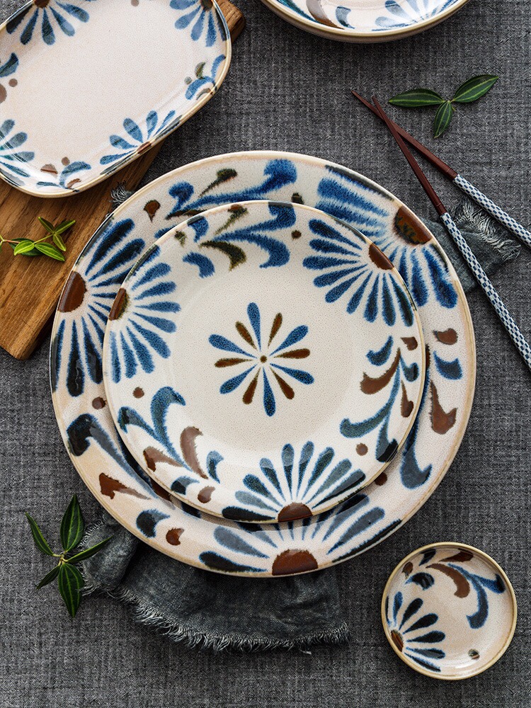 A 9.9-inch Okinawan flower ramen bowl imported from Japan with Mino-yaki detail image 2