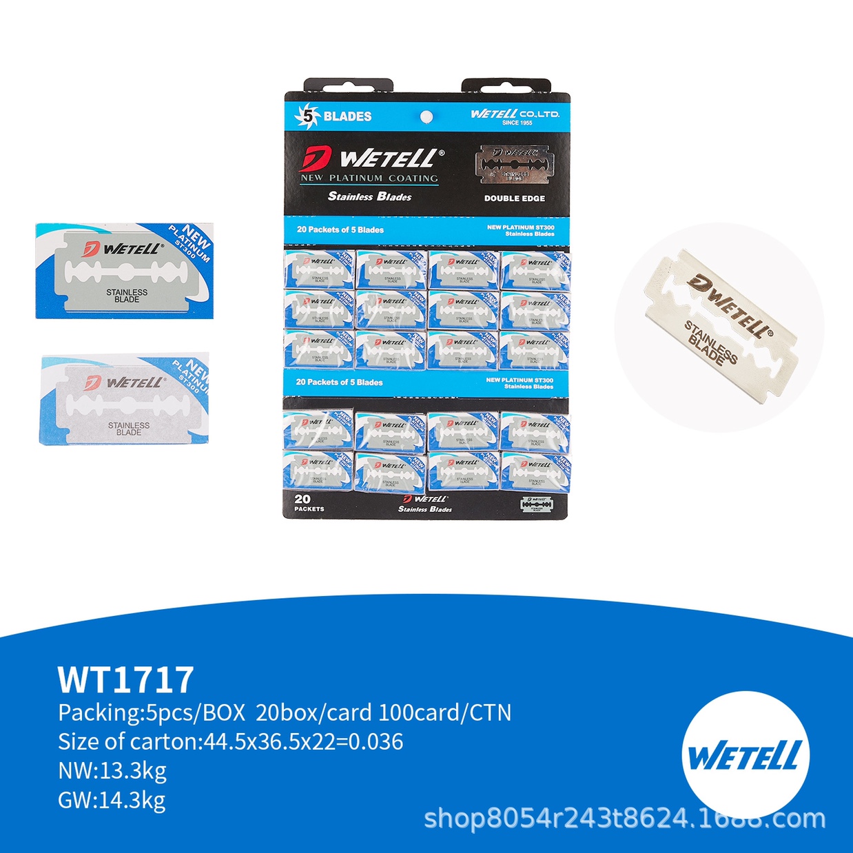 WETELL factory direct sales of stainless steel double-sided blades, old-fashioned knife frames, special shaving and hairdressing blades