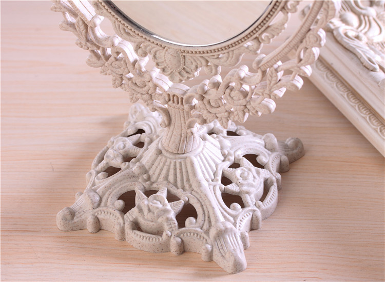 双面翻转圆形复古台式化妆镜 创意纳米白台式镜 塑料镜子产品图