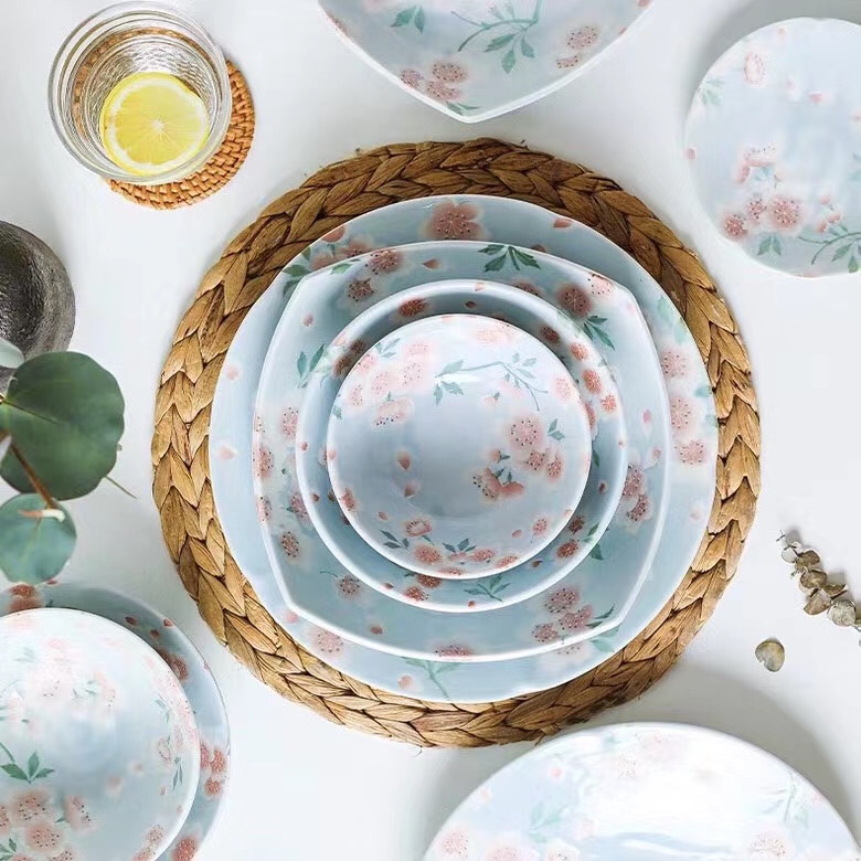 日本进口美浓烧漫舞樱花粉蓝8.3英寸碗详情图6