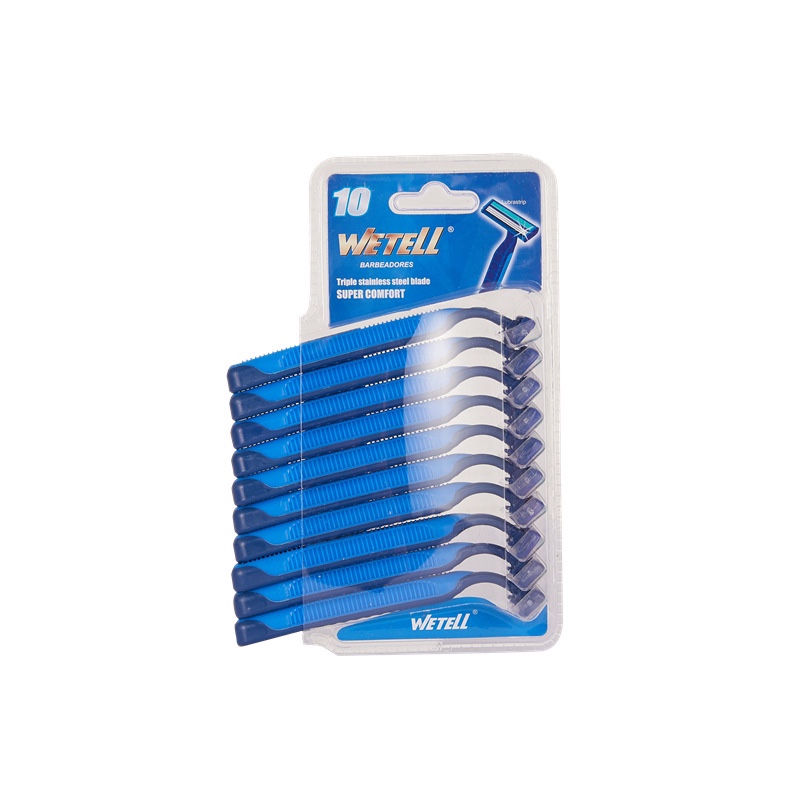 WETELL wholesale men's three-layer high-quality stainless steel disposable manual shavers in stock details Picture