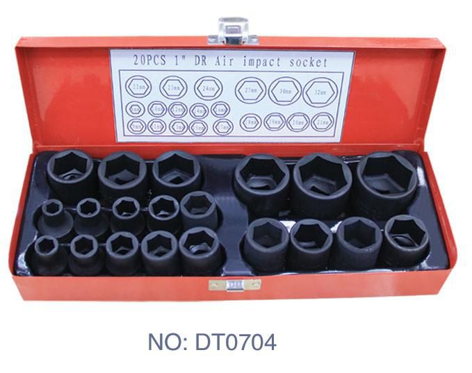 1/2气动套筒组 风炮套筒套装 小风炮套筒20pcs气动短套筒铁盒套装图