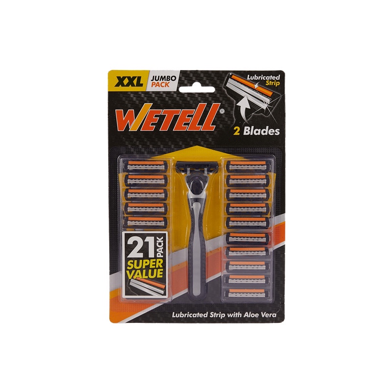 The new disposable manual razor for men from WETELL manufacturer features a double-layer stainless steel replaceable blade head pic 2