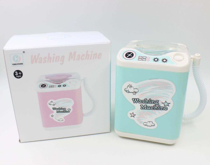 厂家直销儿童电动迷你仿真洗衣机过家家玩具可加水排水洗粉扑神器