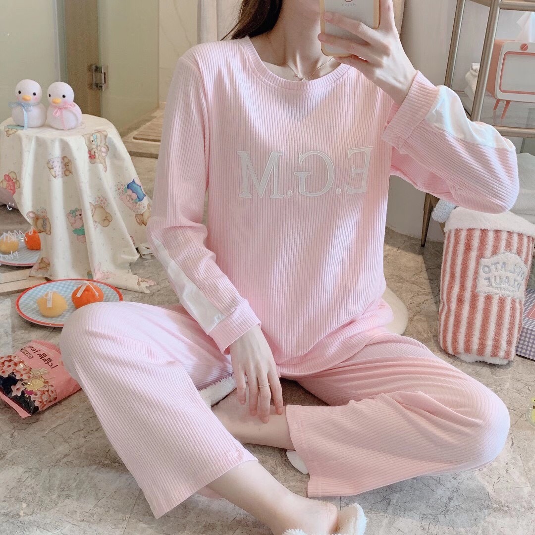 Spring and autumn new Korean-style fashionable casual pajama sets, home wear, long-sleeved pajamas, EGM letter cute fairy pajamas detail image 2