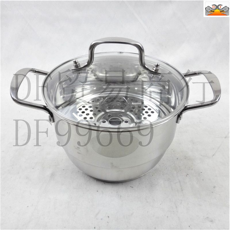 DF99669 不锈钢金刚汤锅带蒸片家用多功能带蒸格汤锅蒸锅DF  TRADING HOUSE