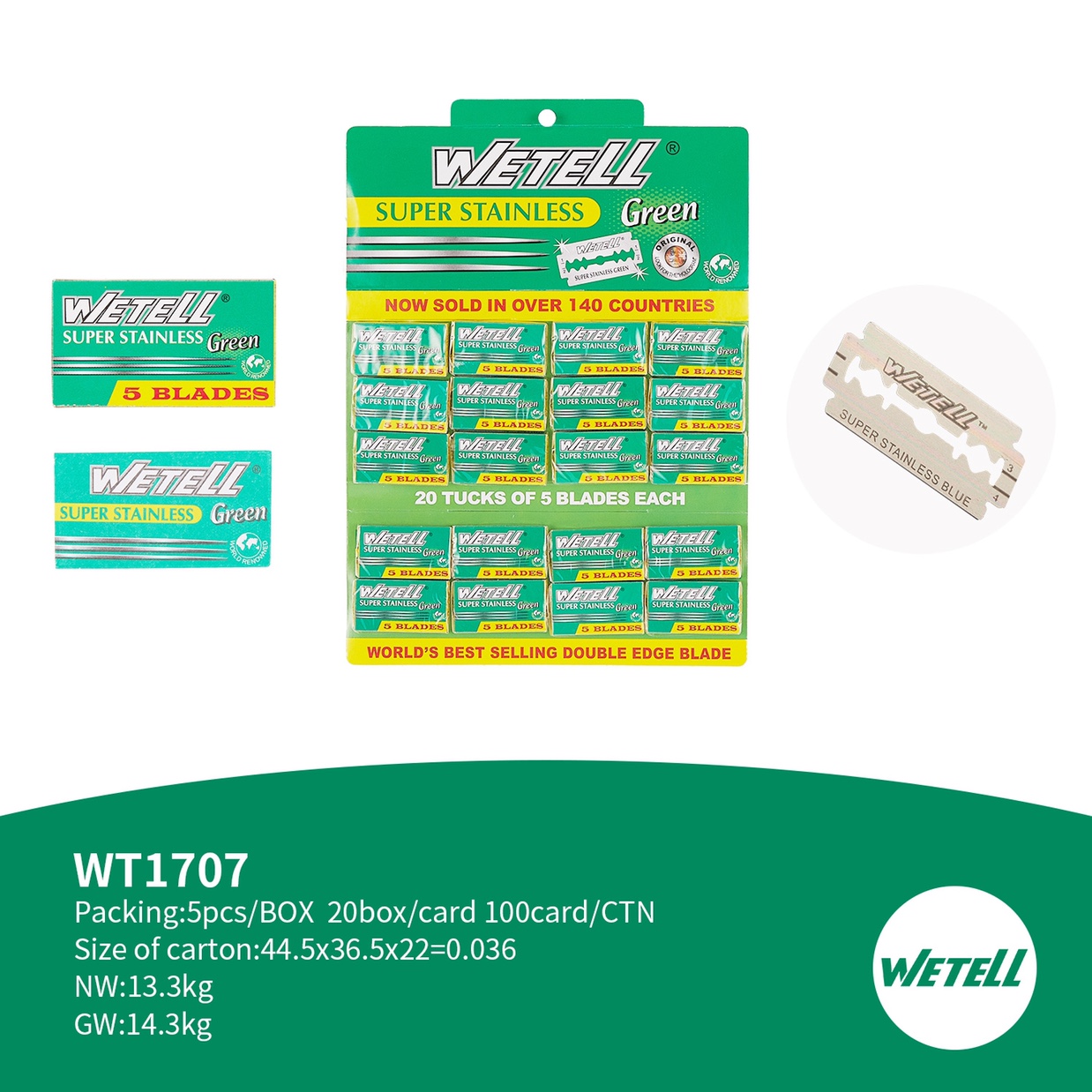 WETELL厂家直销碳钢双面刀片老式刀架专用刮胡刀剃须理发刀片.