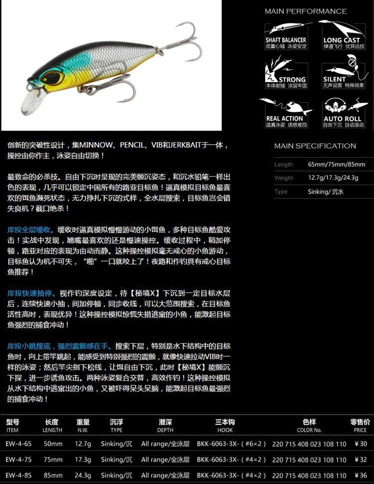蓝旗鱼假饵邪道4号秘境X沉水米诺远投多功能全泳层翘嘴海鲈路亚饵详情2