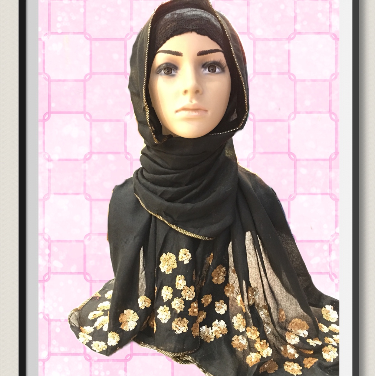 Gold sequin flower shawl shawl