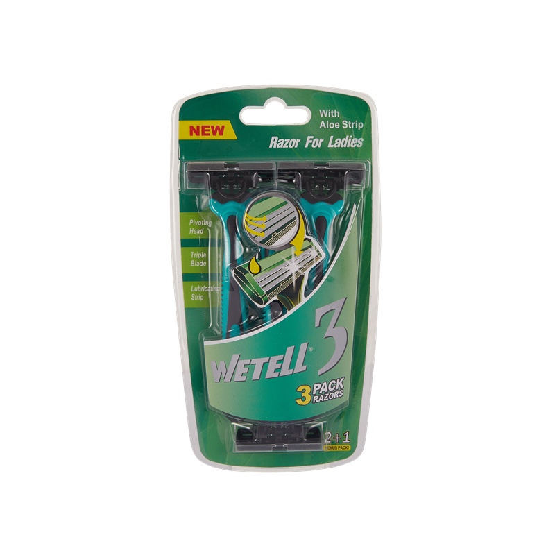 The new disposable manual shaver from WETELL features three-layer stainless steel induction blades Specification image