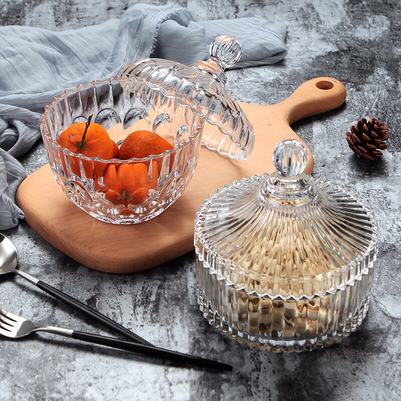 European Crystal Glass Candy Cup Creative Living Room Candy Jar Dry Fruit Bowl Sugar Bowl Fruit Bucket With Lid Fruit Cup Jewelry Box Application Scenario