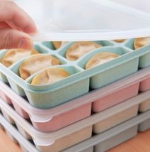 速冻饺子盒厨房冰箱食物分格保鲜盒 带盖可叠加饺子盒 微波解冻盒