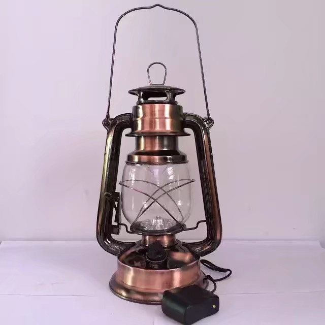 Outdoor camping portable lighting LED rechargeable battery bronzed new kerosene lantern Masthead lamp thumbnail