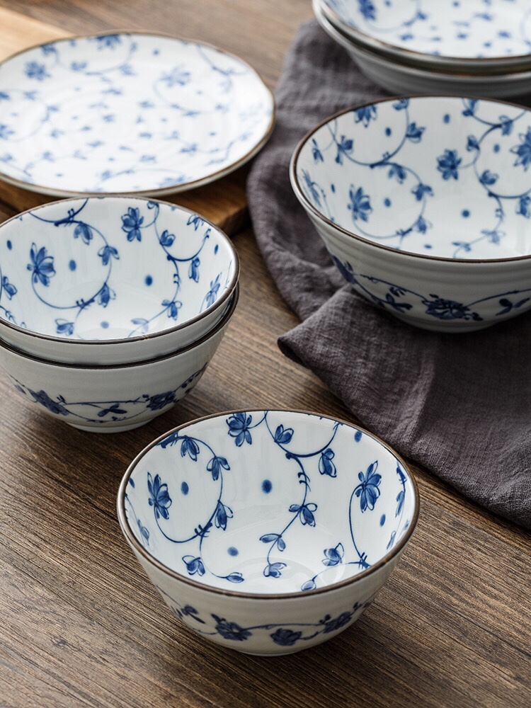 5.7-inch bowl of Japanese imported Mino burnt Mantang grass detail image 2