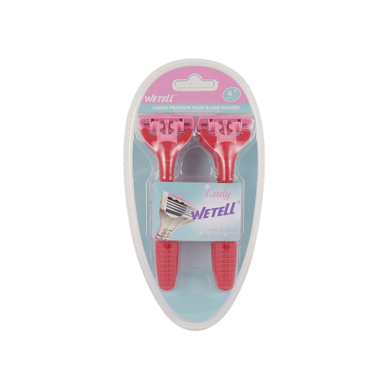WETELL factory direct sales of women's disposable shavers with four-layer stainless steel blades details Picture