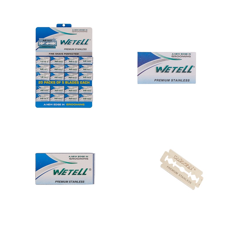 WETELL厂家直销碳钢双面刀片老式刀架专用刮胡刀剃须理发刀片产品图