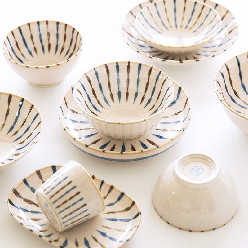 日本进口美浓烧竹十草7.0深盘详情图1