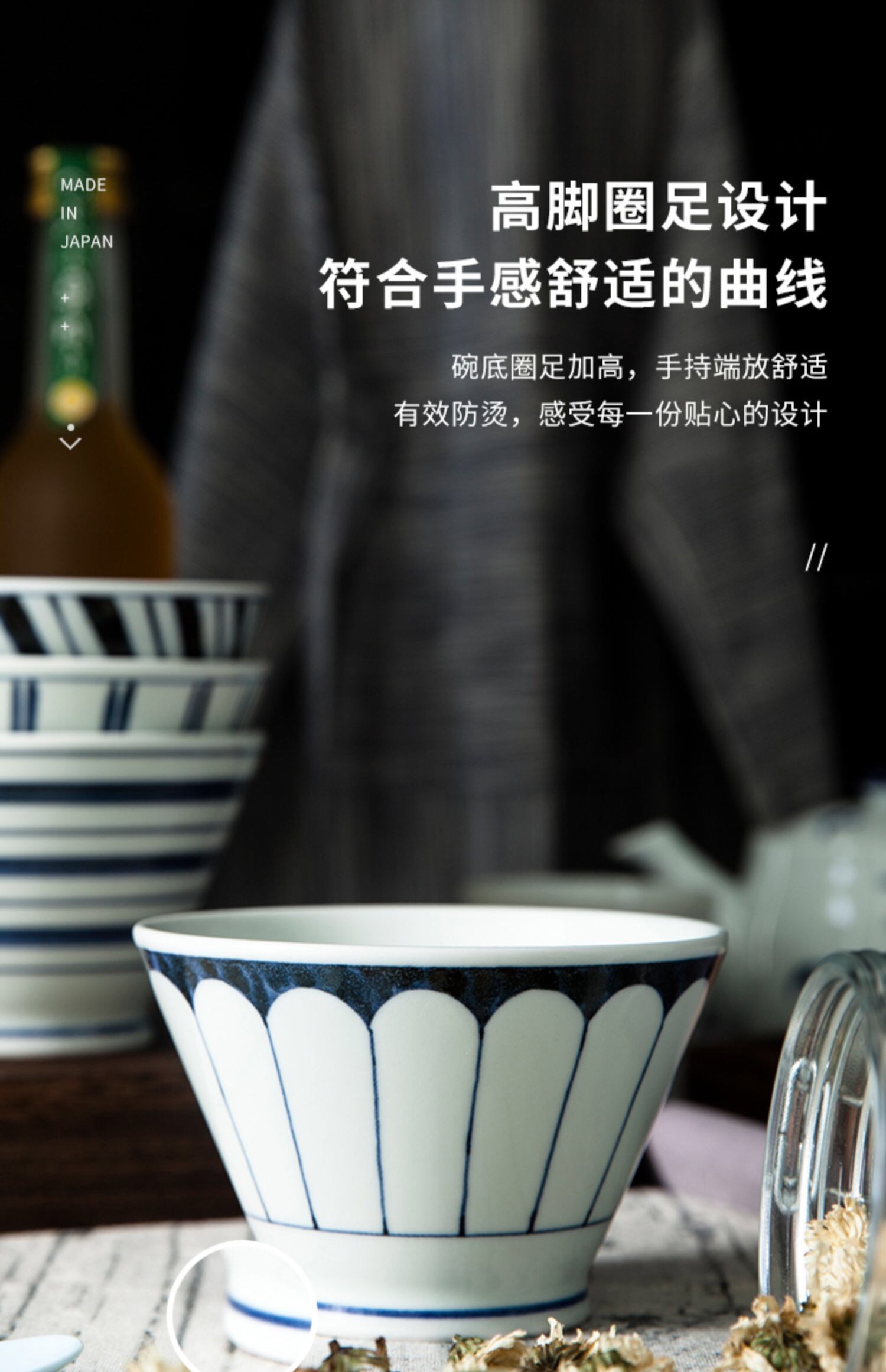 日本进口波佐见酷拉碗菊割纹详情图4