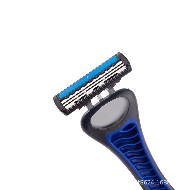 WETELL新款一次性手动剃须刀男士三层不锈钢白底实物图