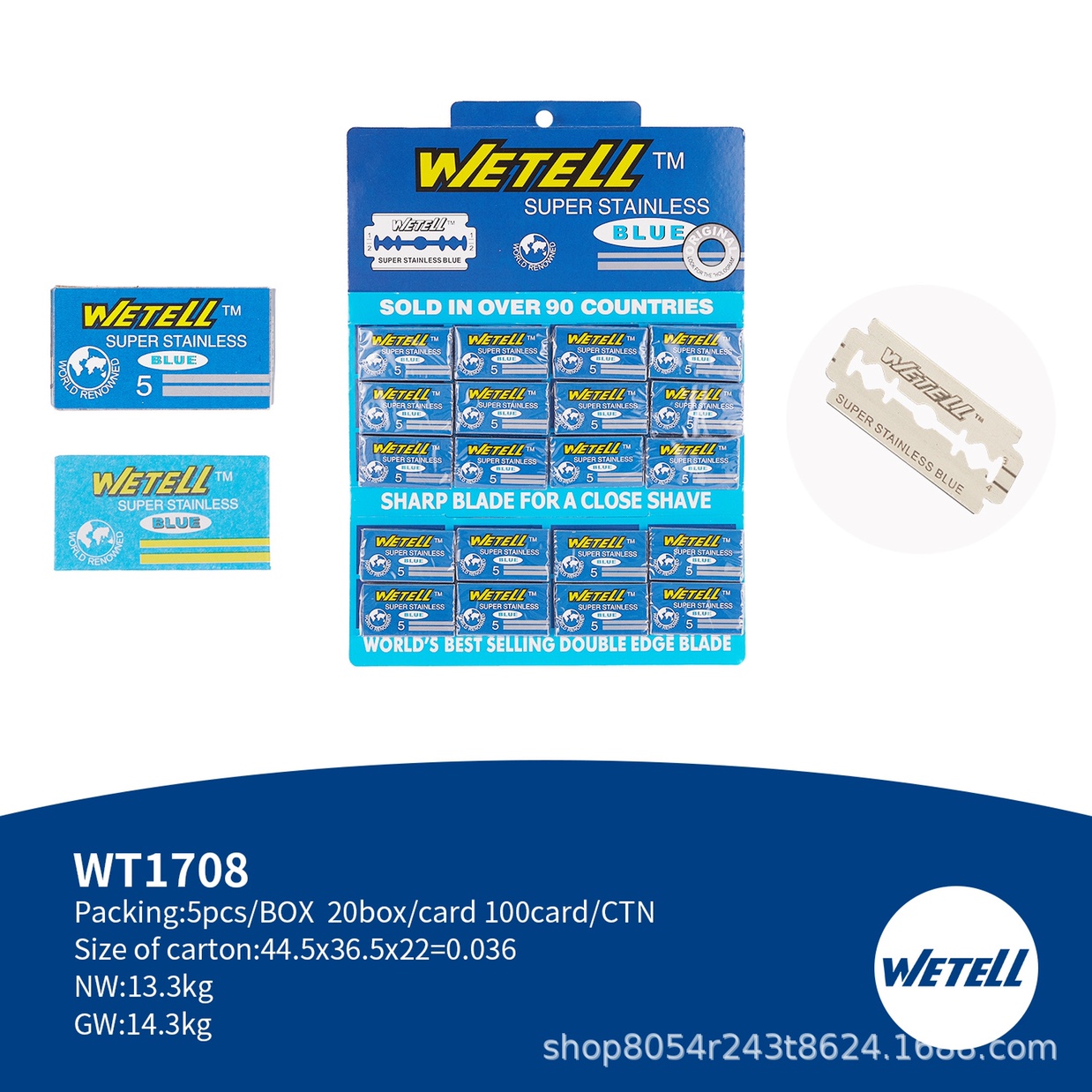 WETELL factory direct sales carbon steel double-sided blades, old-fashioned knife frames, special razors, shaving and hairdressing blades, disposable