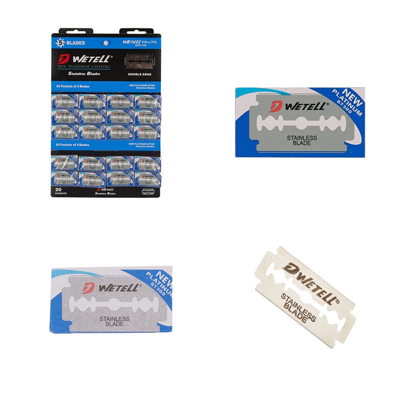 WETELL factory direct sales of stainless steel double-sided blades, old-fashioned knife frames, special shaving and hairdressing blades details Picture