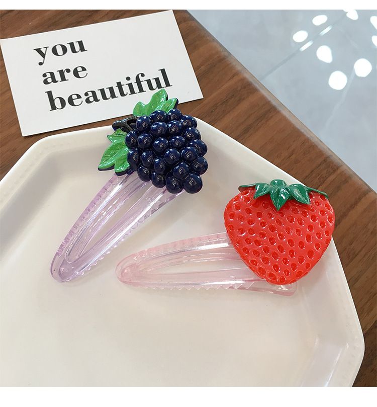 Autumn new Korean ins Dongdaemun hair accessories fruit hairpin medium all-match pineapple strawberry water drop duck clip Specification drawing