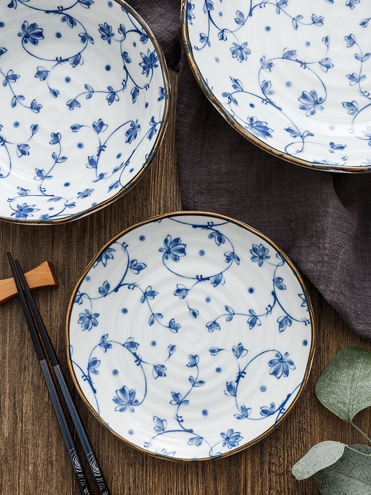 日本进口美浓烧蔓唐草9.7英寸浅盘详情图2