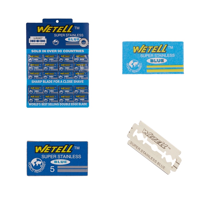 WETELL factory direct sales carbon steel double-sided blades, old-fashioned knife frames, special razors, shaving and hairdressing blades, disposable details Picture