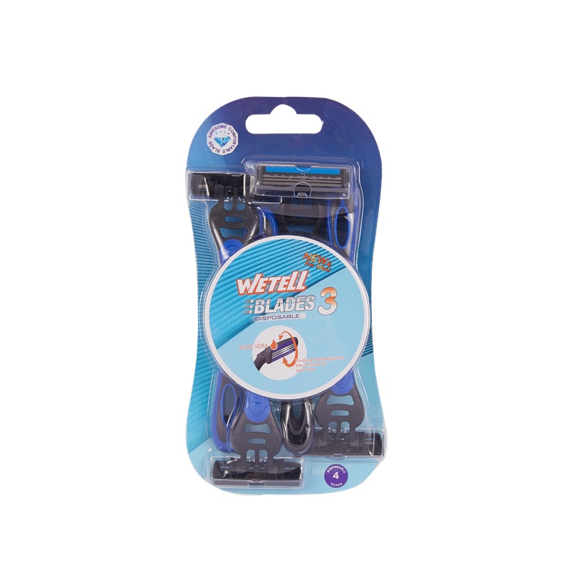 WETELL厂家直销男士一次性手动剃须刀三层感应刀头产品图