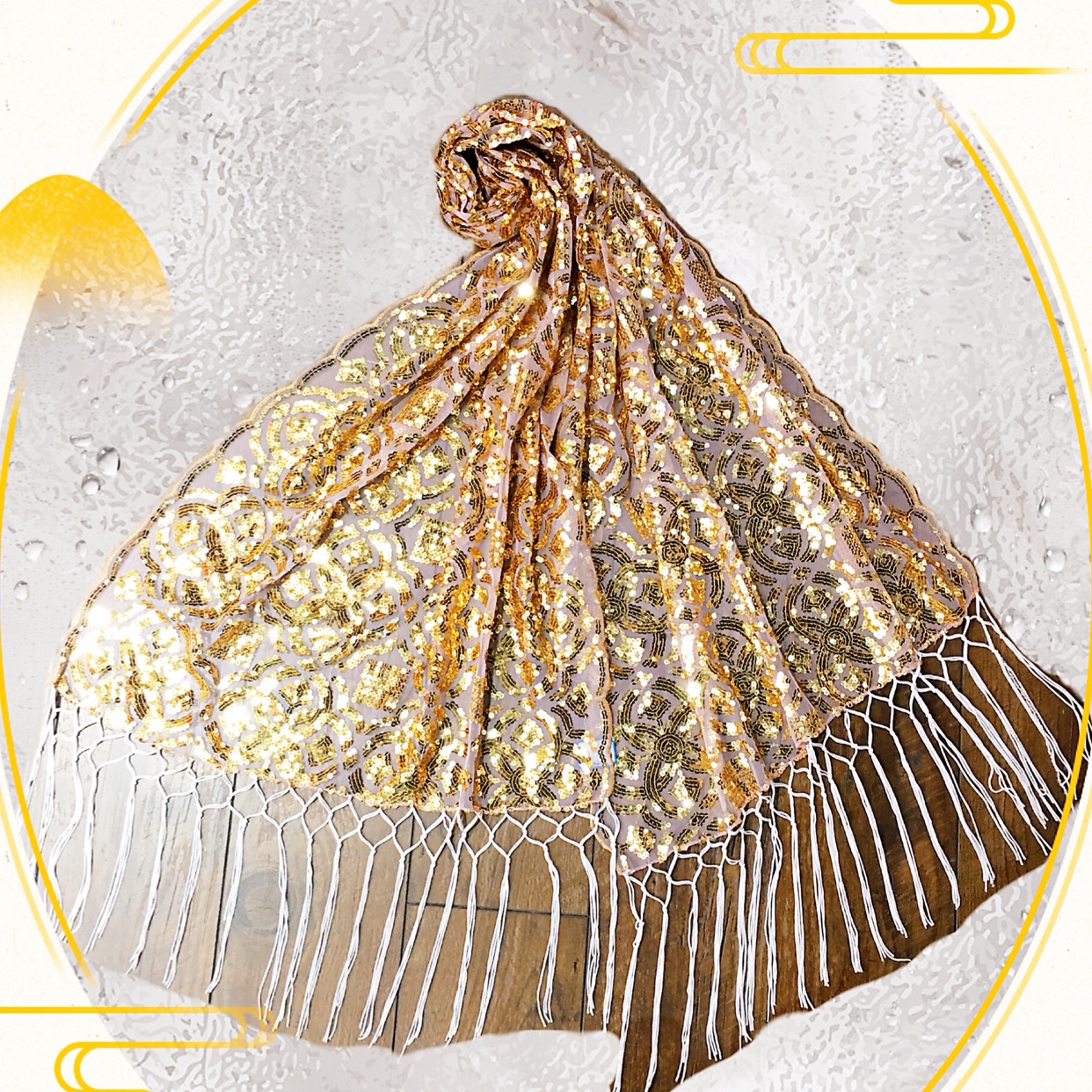Gold sequin scarf shawl