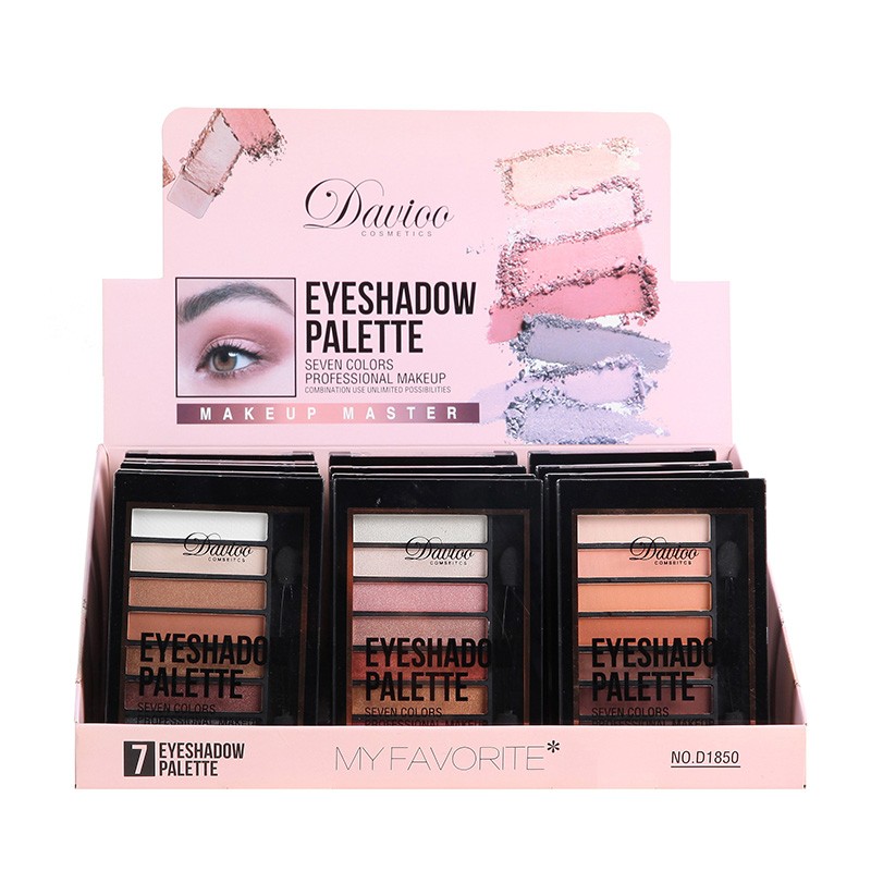 Davioo 7 Color Plastic Box Earth Color Eyeshadow Tray Is Not Easy To Decolorize D1850 Specification drawing