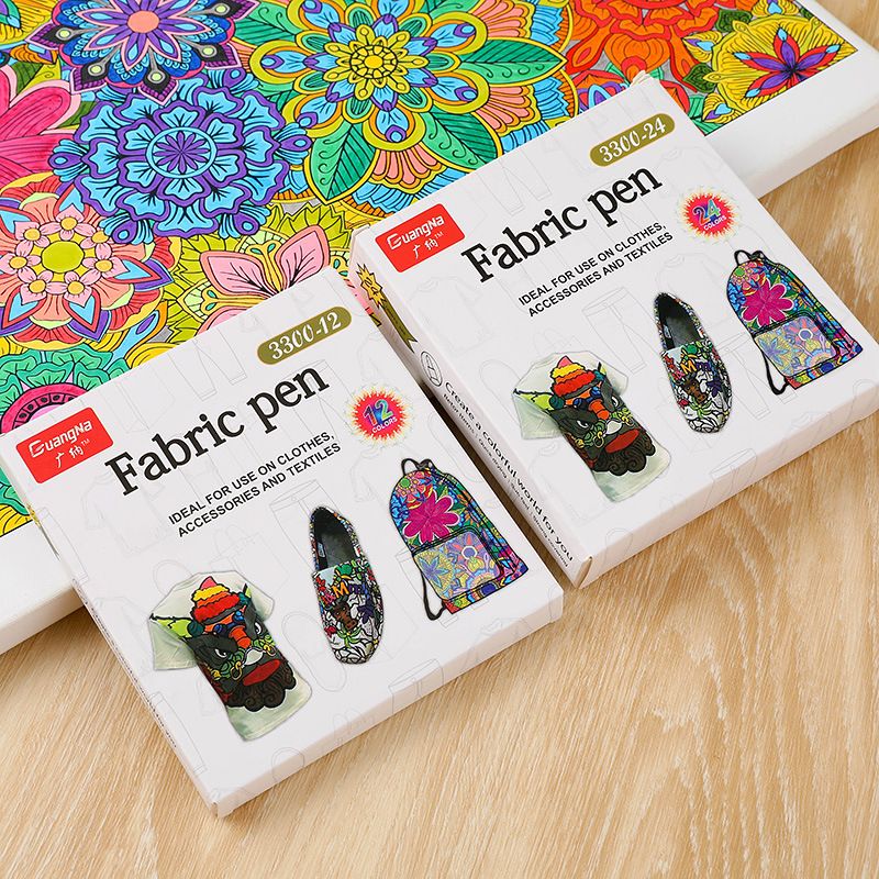 厂家直销广纳3300不掉色布艺涂鸦绘画笔创意DIY彩色布绘笔套装