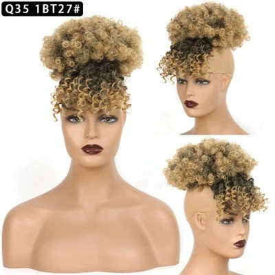 New African chemical fiber small curls women's bangs explosion bangs + bangs style detail image 2
