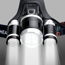 三头灯强光充电远射头戴LED矿灯头灯钓鱼灯锂电池头戴式手电筒
