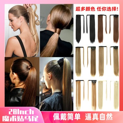 The new Velcro ponytail features a long straight hair with no trace and a wraparound style detail image 1