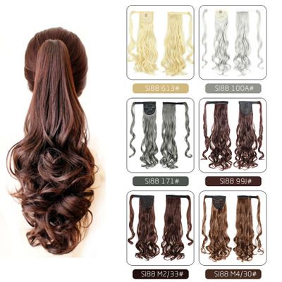 New Velcro tie ponytail pear blossom permed hair ponytail invisible natural fluffy high-temperature silk wig