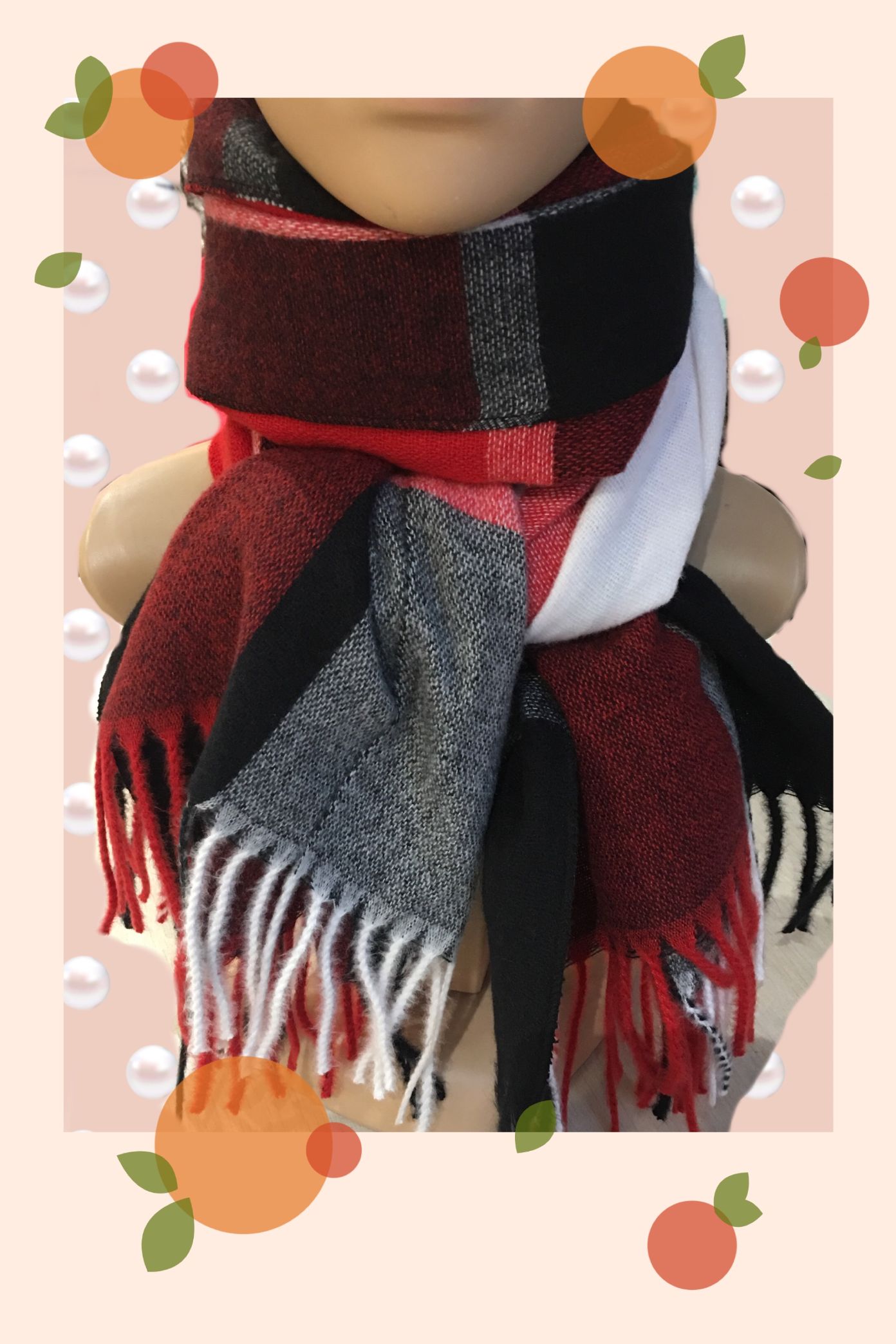 Red shawl with cotton shawl on both ends