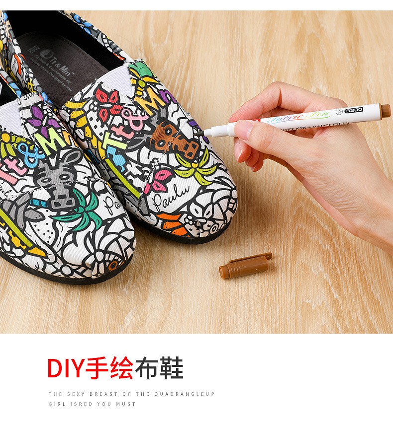Factory direct sales of 3300-24 color non-fading graffiti and drawing pens, creative DIY colored fabric drawing pen sets pic 8