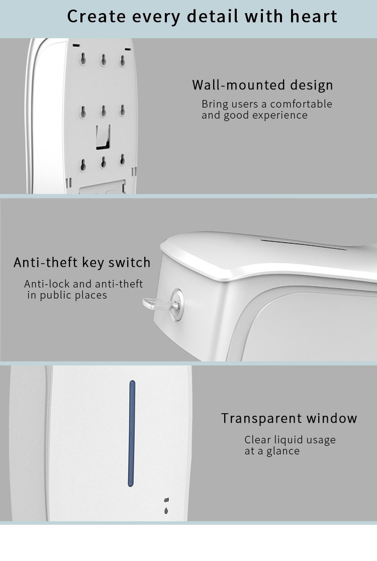 自动感应壁挂式雾化喷雾手部消毒机移动洗手液机免接触消毒器详情图5