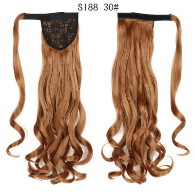 New Velcro tie ponytail pear blossom permed hair ponytail invisible natural fluffy high-temperature silk wig detail image 6