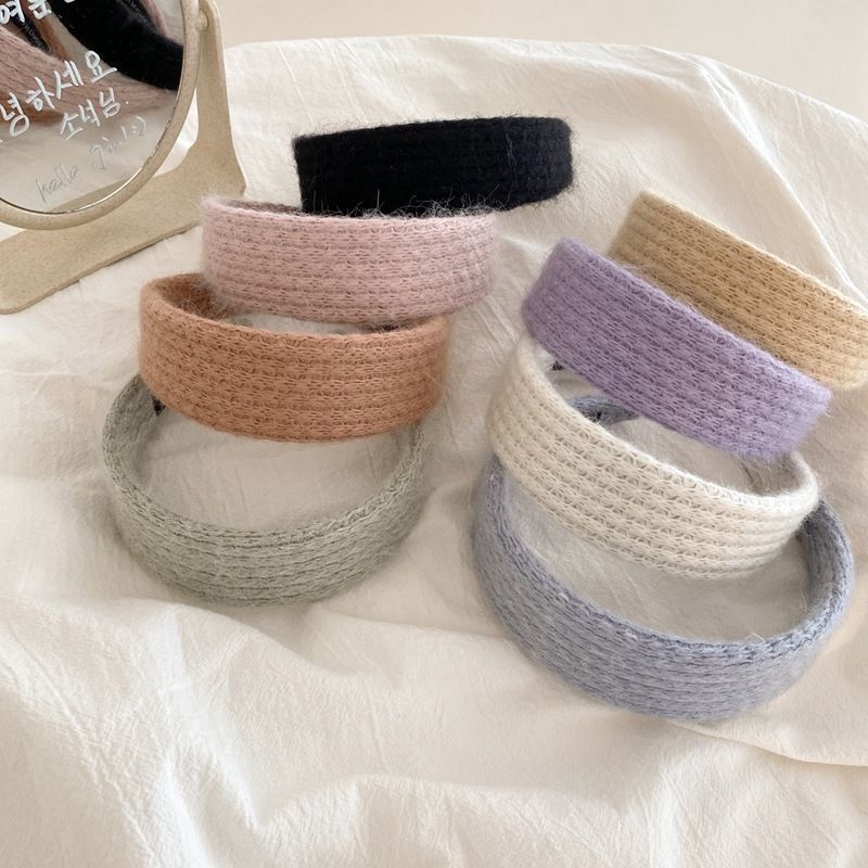 Gentle vintage wool headband Mohair knit headband wide edge haircard network red temperament pressure hair accessories Headwear lady Item Picture