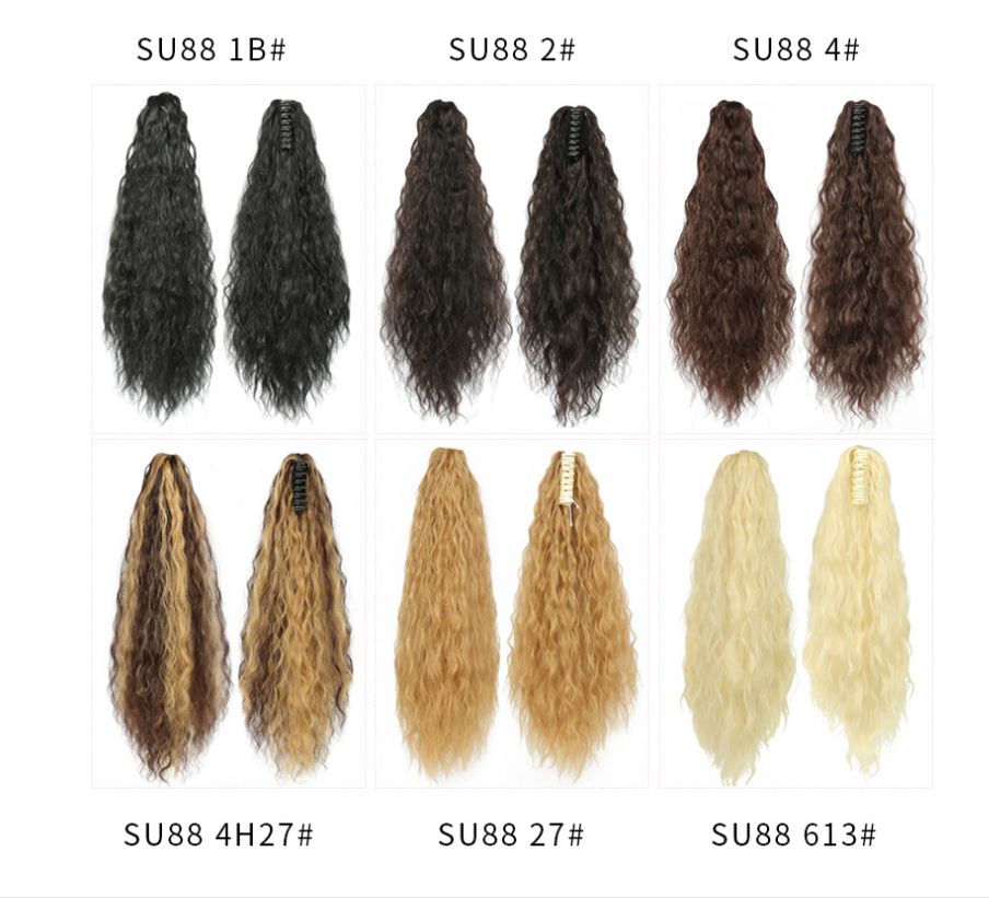 New European and American women's claw clip ponytail corn perm tiger clip ponytail details Picture
