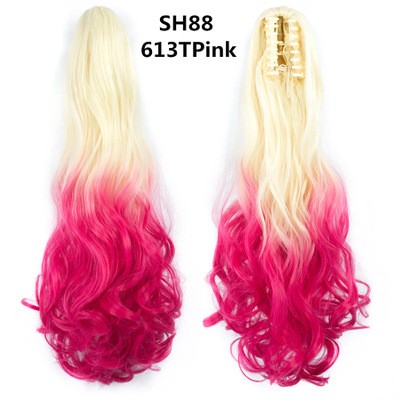 New dyed gradient color fluffy fleece ponytail, pear blossom ponytail, synthetic fiber wig, women's curly hair, short ponytail detail image 7