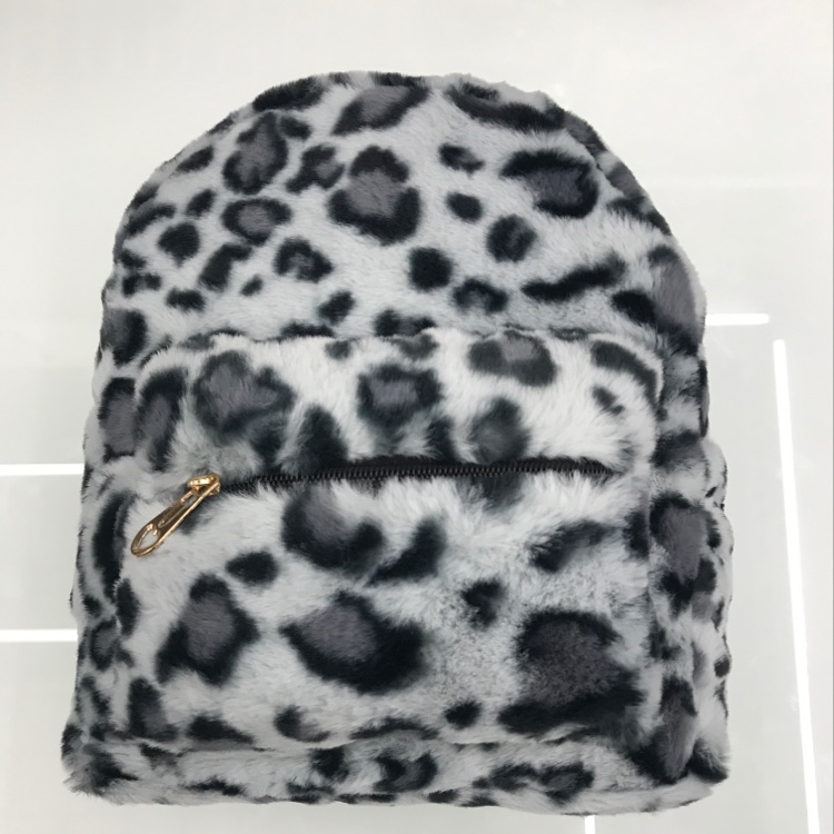 豹纹兔毛中号背包