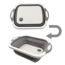 折叠菜板亚马逊新款多功能切菜板塑料便携洗菜盆厨房水槽一件代发
