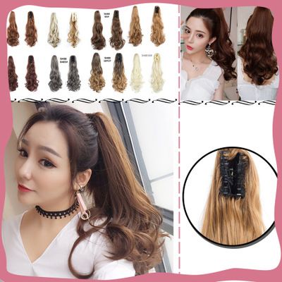 New dyed gradient color fluffy fleece ponytail, pear blossom ponytail, synthetic fiber wig, women's curly hair, short ponytail