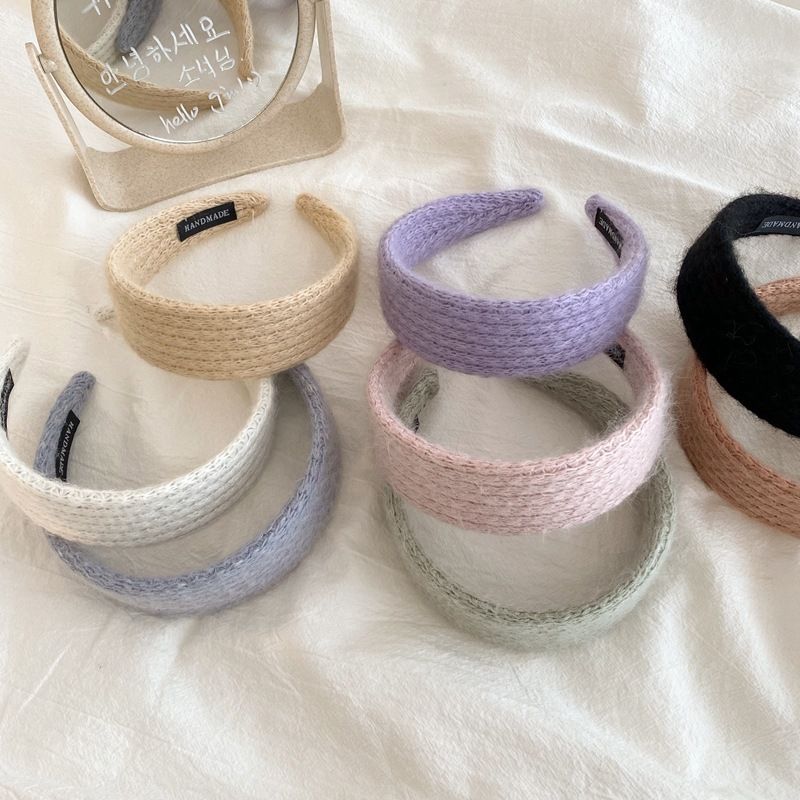 Gentle vintage wool headband Mohair knit headband wide edge haircard network red temperament pressure hair accessories Headwear lady Specification drawing