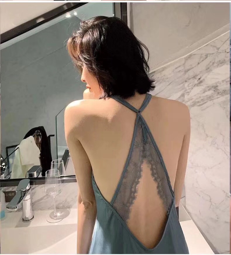 Summer 2020 new Victoria's Secret sexy and romantic women's pajamas, women's halter tops, strapless, slit nightgowns, bathrobes, satin chiffon loungewear, seductive and romantic detail image 3