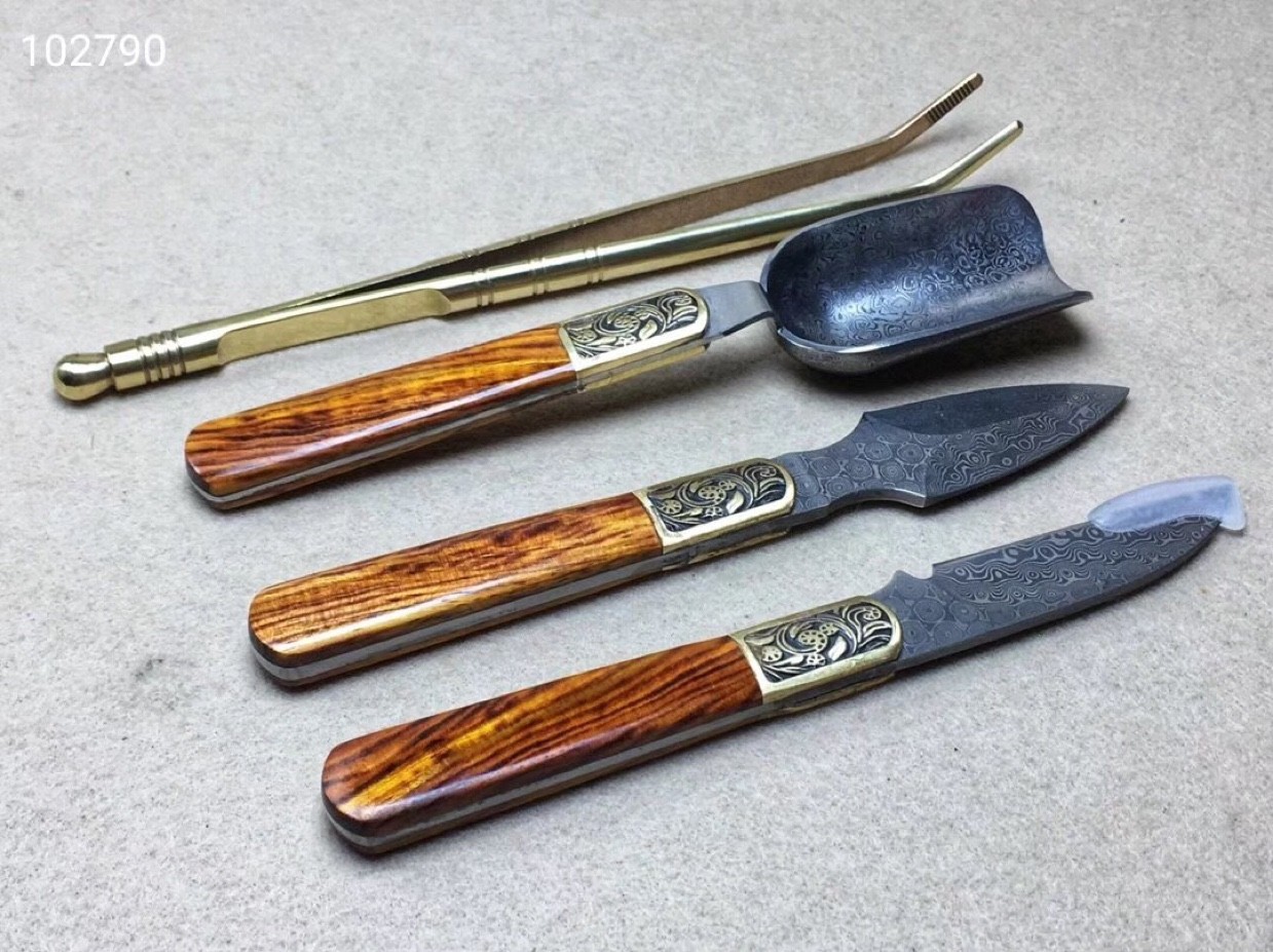 国潮-海黄茶刀 大马‌士革茶具‌四件套详情3