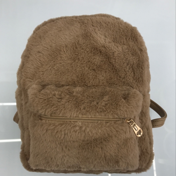 冬款卡其兔毛中号背包